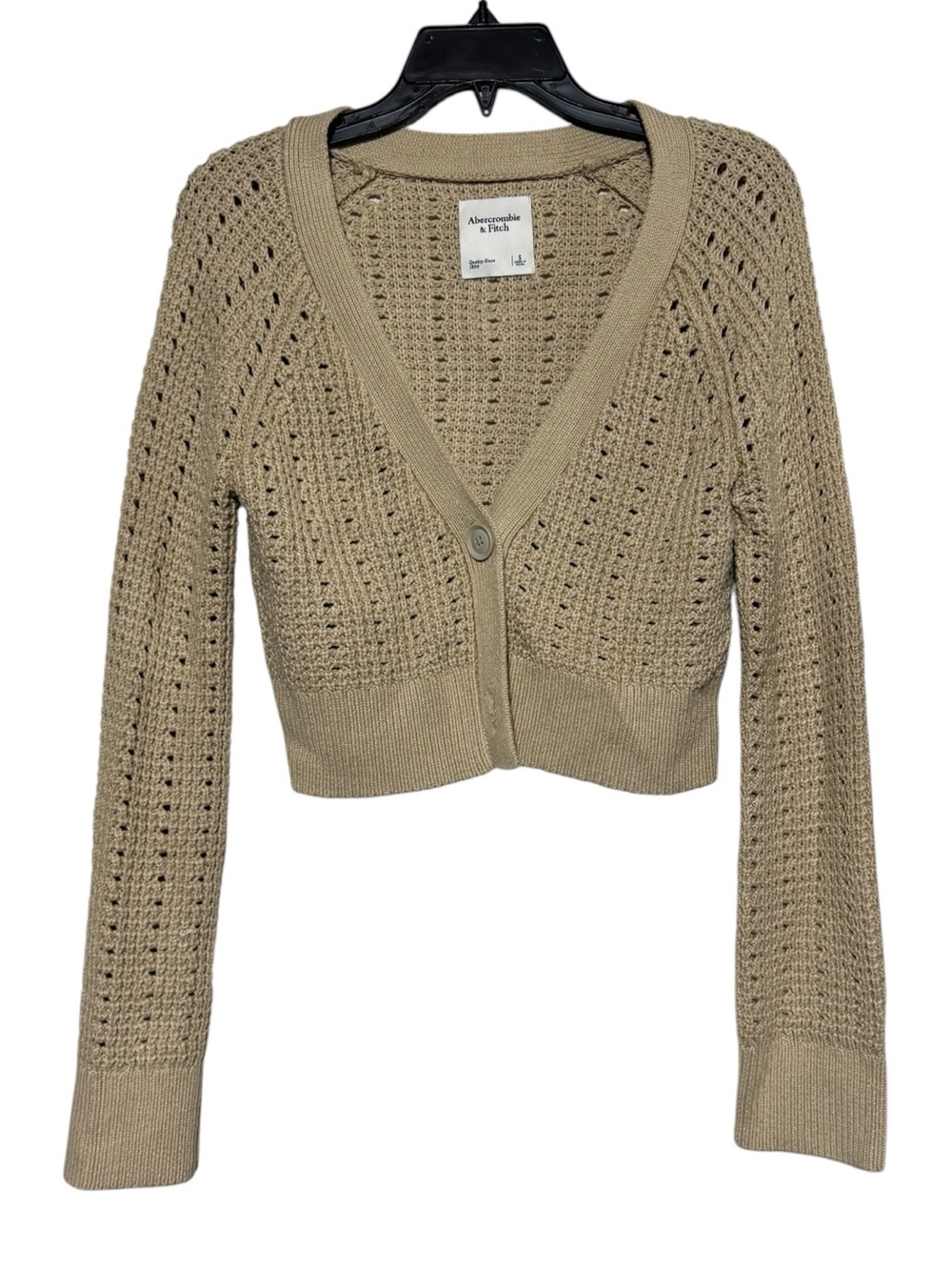 Abercrombie Fitch Chunky Knit Cropped Cardigan Sweater Women Size Small Cottage